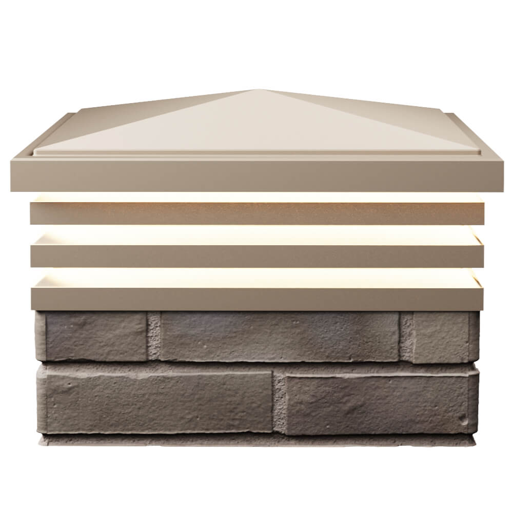 Колпак Zking Бона ХайТек Бежевый на столб 1.5х1.5 кирпича (385х385мм) с подсветкой в Новочебоксарске фото