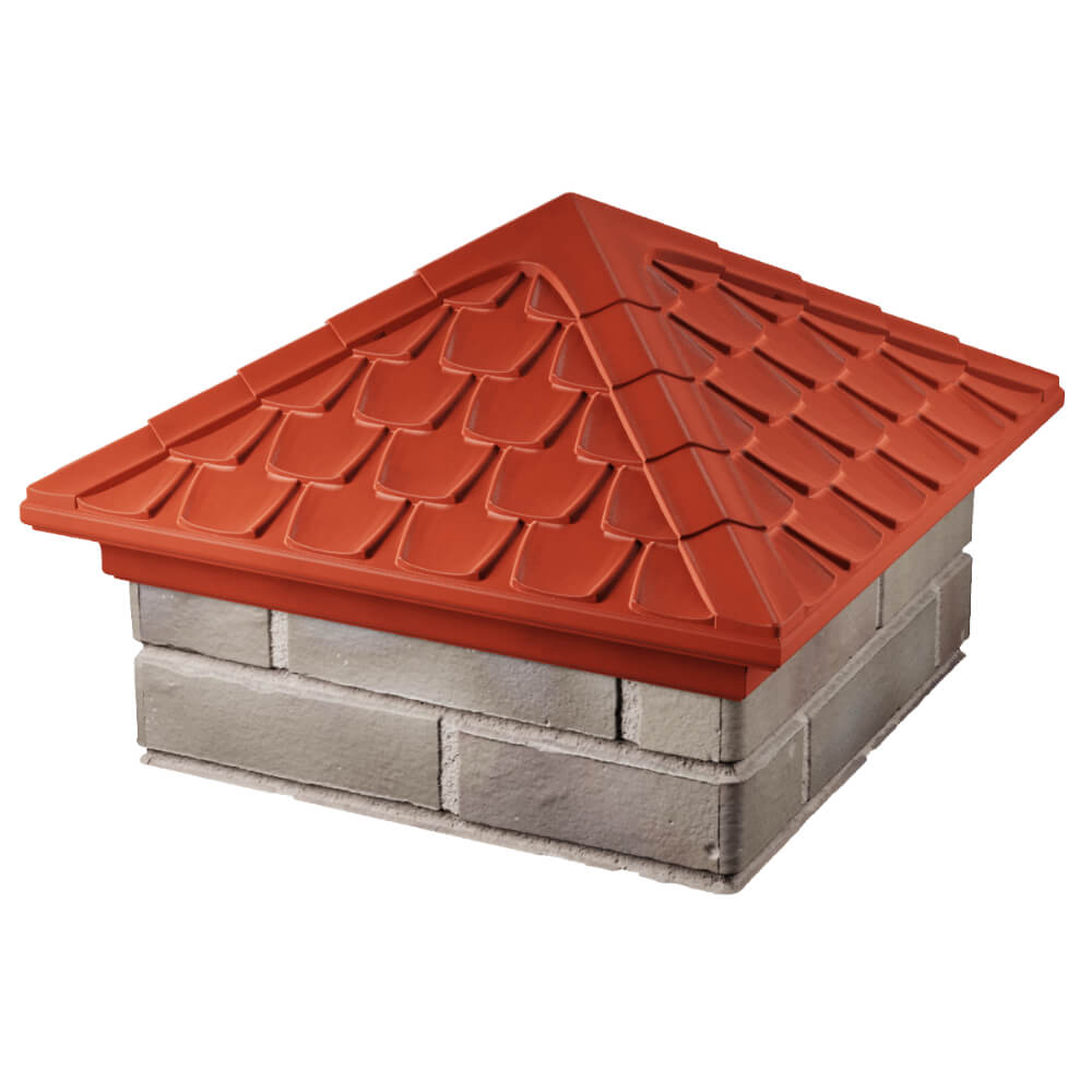 Колпак Zking Эльбрус Красный на столб 1.5х1.5 кирпича (385х385мм) в Новочебоксарске фото