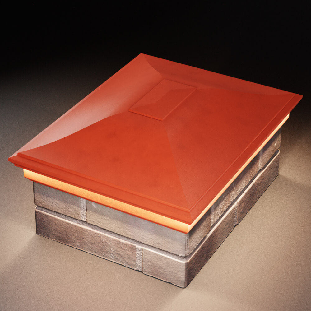 Колпак Zking Монблан Красный на столб 2х1.5 кирпича (515х385мм) c подсветкой в Новочебоксарске фото