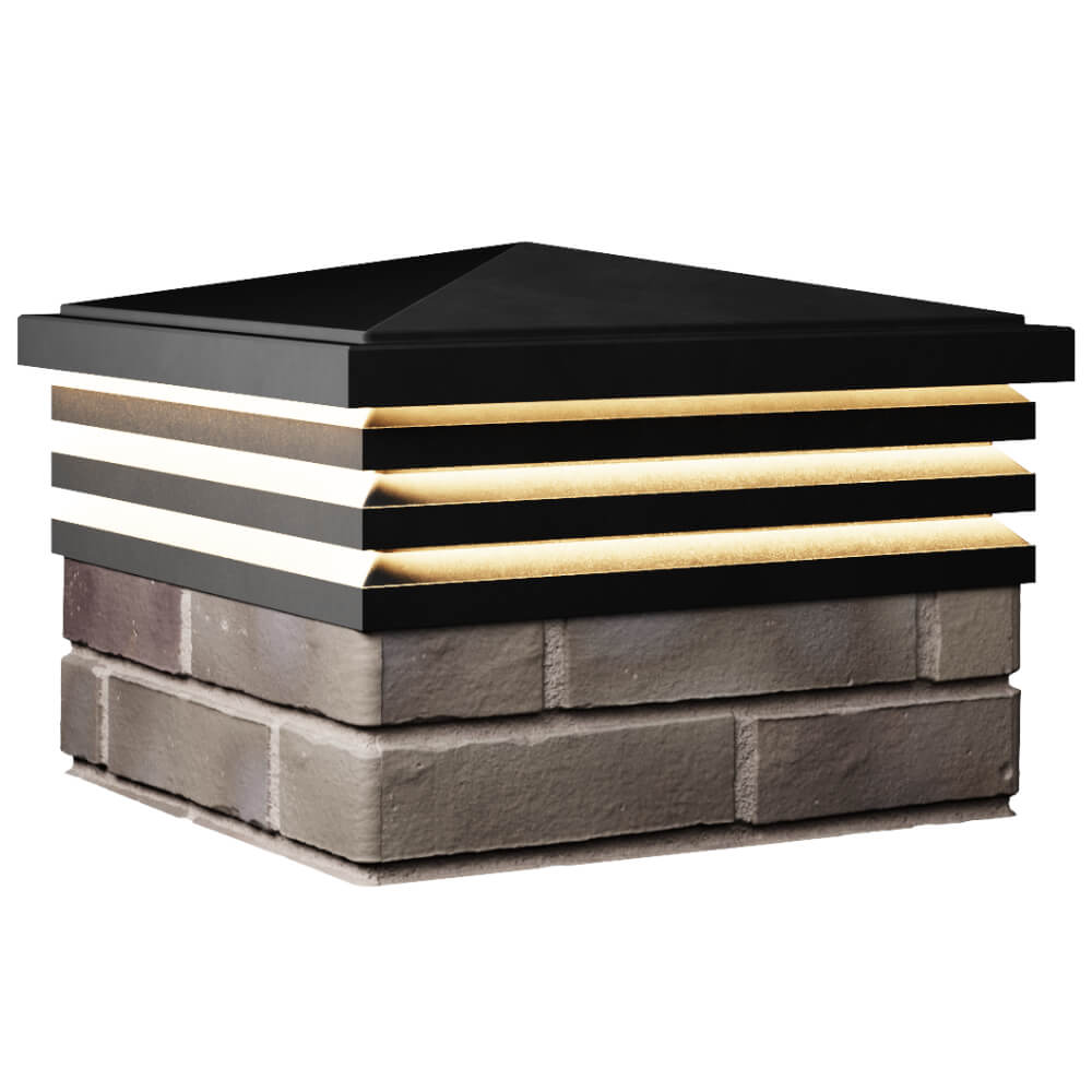 Колпак Zking Бона ХайТек Черный на столб 1.5х1.5 кирпича (385х385мм) с подсветкой в Новочебоксарске фото