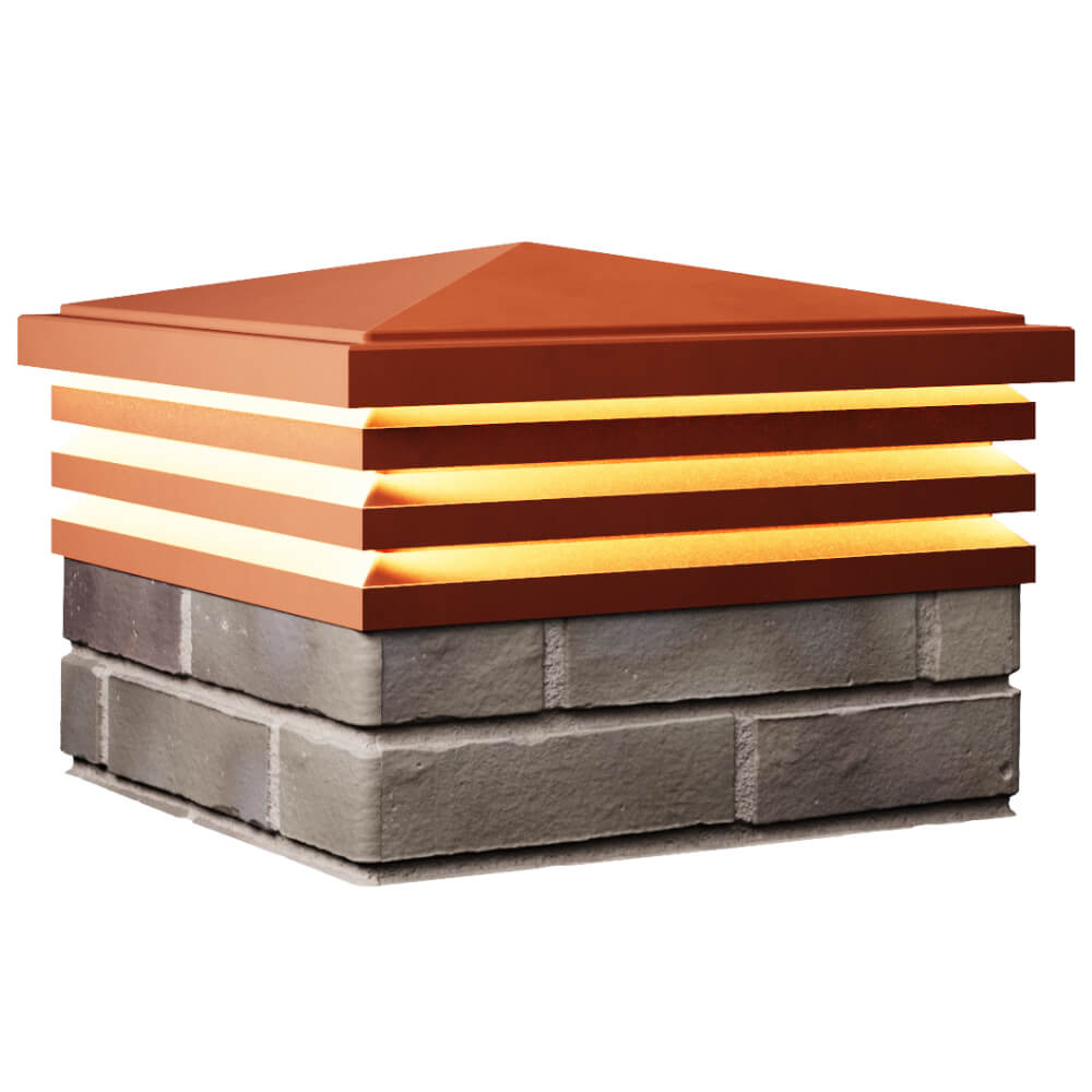 Колпак Zking Бона ХайТек Красный на столб 1.5х1.5 кирпича (385х385мм) с подсветкой в Новочебоксарске фото