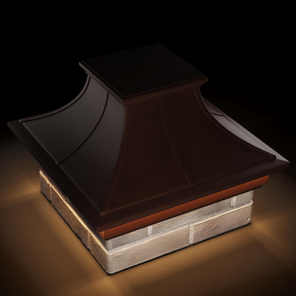 Колпак Zking Монблан Премиум Коричневый на столб 1.5х1.5 кирпича (385х385мм) с подсветкой в Новочебоксарске фото