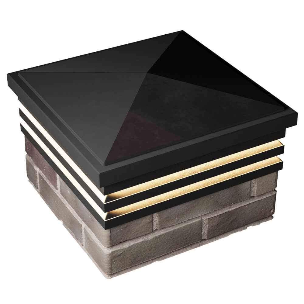 Колпак Zking Бона ХайТек Черный на столб 1.5х1.5 кирпича (385х385мм) с подсветкой в Новочебоксарске фото