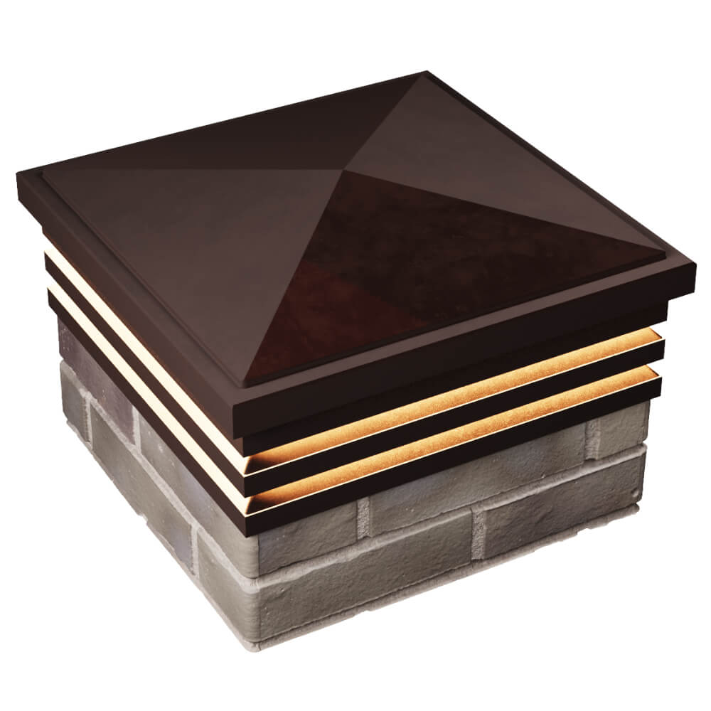 Колпак Zking Бона ХайТек Коричневый на столб 1.5х1.5 кирпича (385х385мм) с подсветкой в Новочебоксарске фото