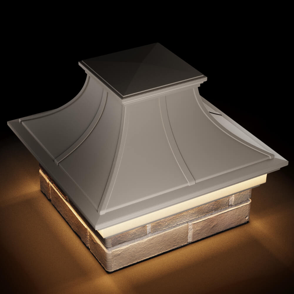 Колпак Zking Монблан Премиум Бежевый на столб 1.5х1.5 кирпича (385х385мм) с подсветкой в Новочебоксарске фото