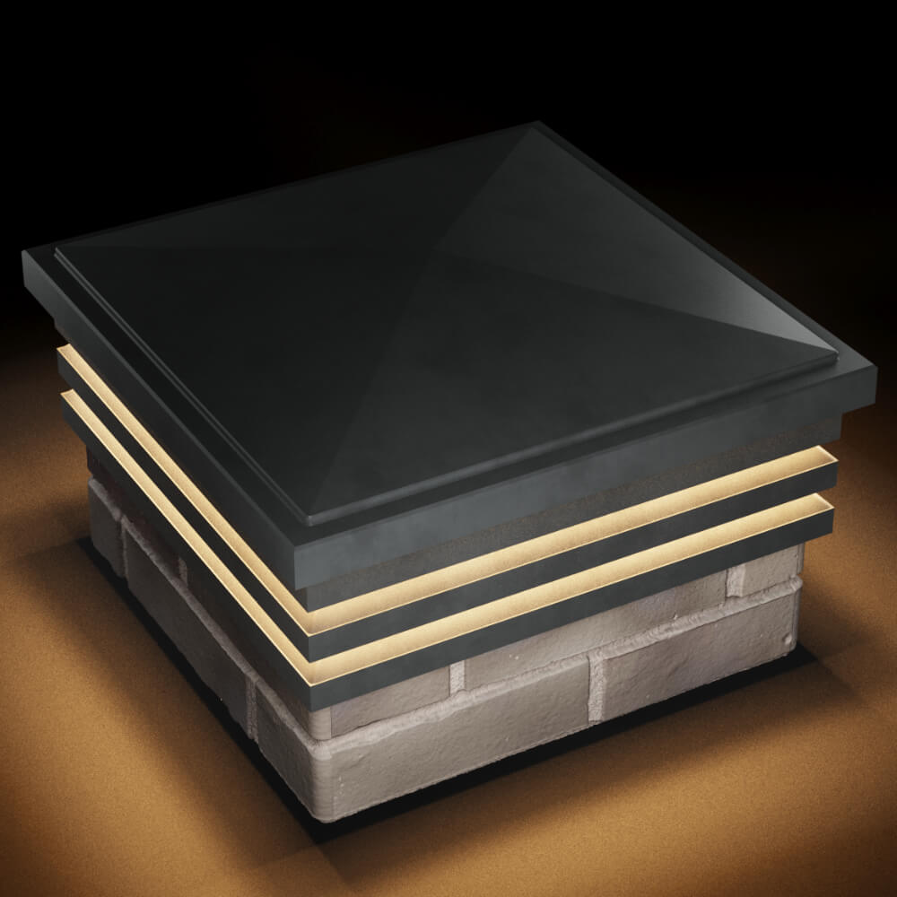 Колпак Zking Бона ХайТек Серый на столб 1.5х1.5 кирпича (385х385мм) с подсветкой в Новочебоксарске фото