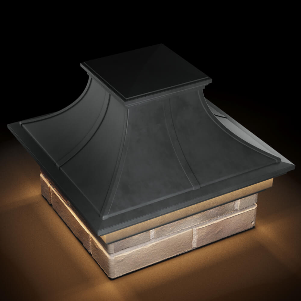 Колпак Zking Монблан Премиум Серый на столб 1.5х1.5 кирпича (385х385мм) с подсветкой в Новочебоксарске фото