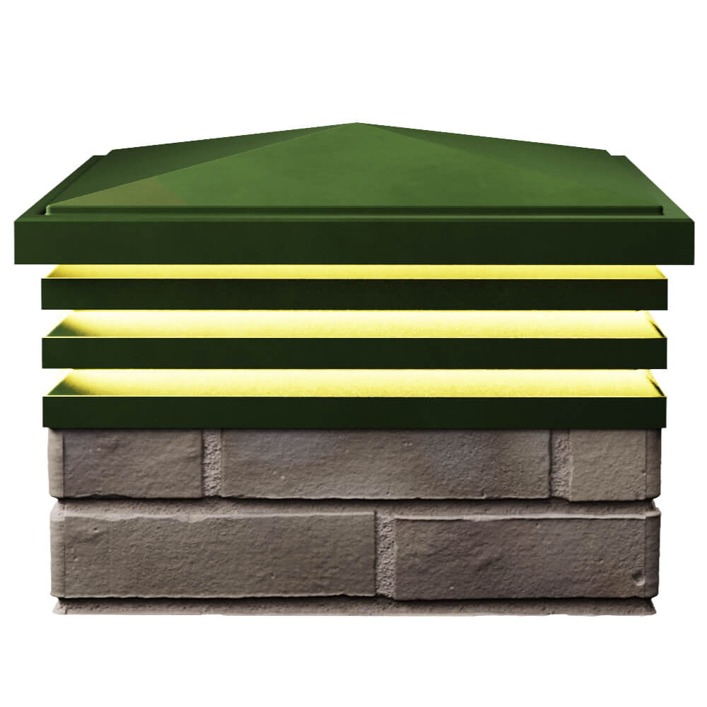 Колпак Zking Бона ХайТек Зеленый на столб 1.5х1.5 кирпича (385х385мм) с подсветкой в Новочебоксарске фото