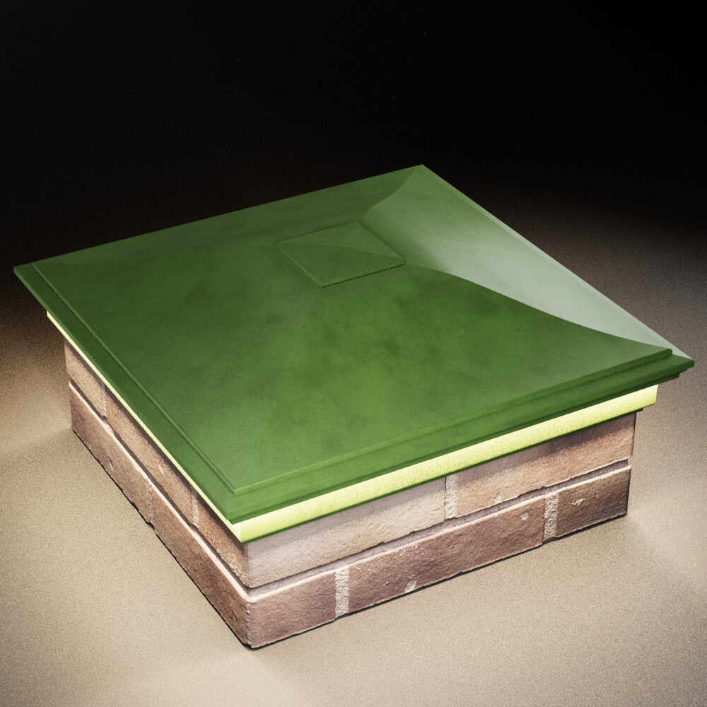 Колпак Zking Монблан Зеленый на столб 2х2 кирпича (515х515мм) c подсветкой в Новочебоксарске фото