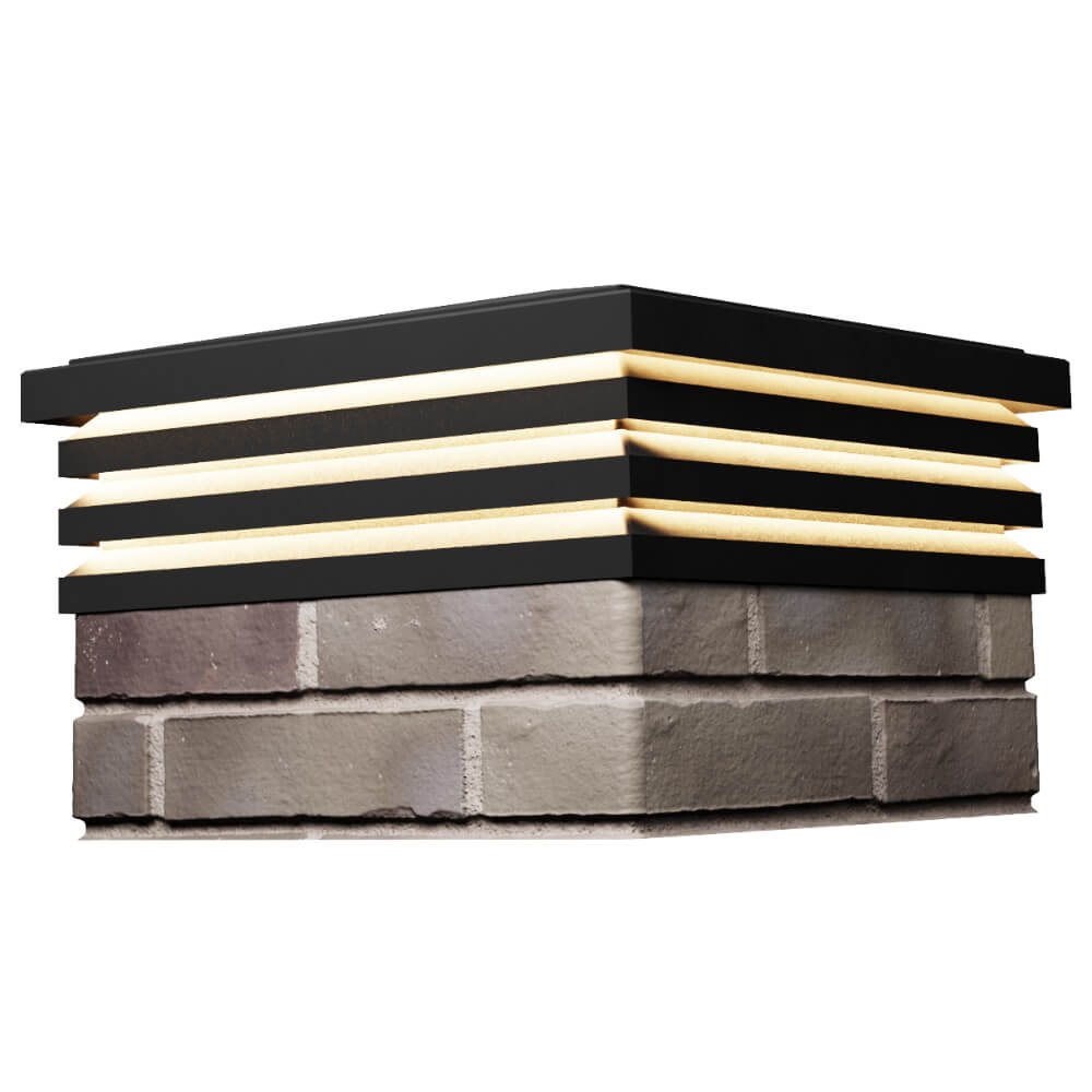 Колпак Zking Бона ХайТек Черный на столб 1.5х1.5 кирпича (385х385мм) с подсветкой в Новочебоксарске фото