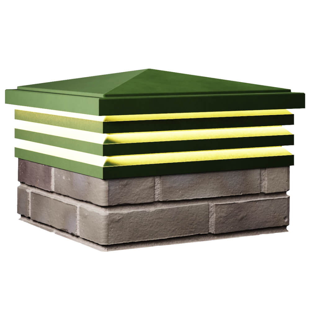 Колпак Zking Бона ХайТек Зеленый на столб 1.5х1.5 кирпича (385х385мм) с подсветкой в Новочебоксарске фото