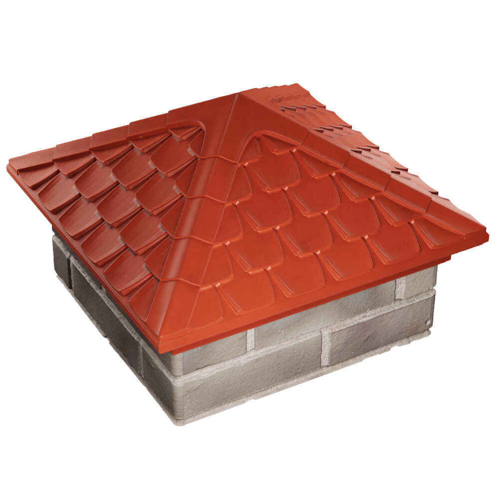 Колпак Zking Эльбрус Красный на столб 1.5х1.5 кирпича (385х385мм) в Новочебоксарске фото