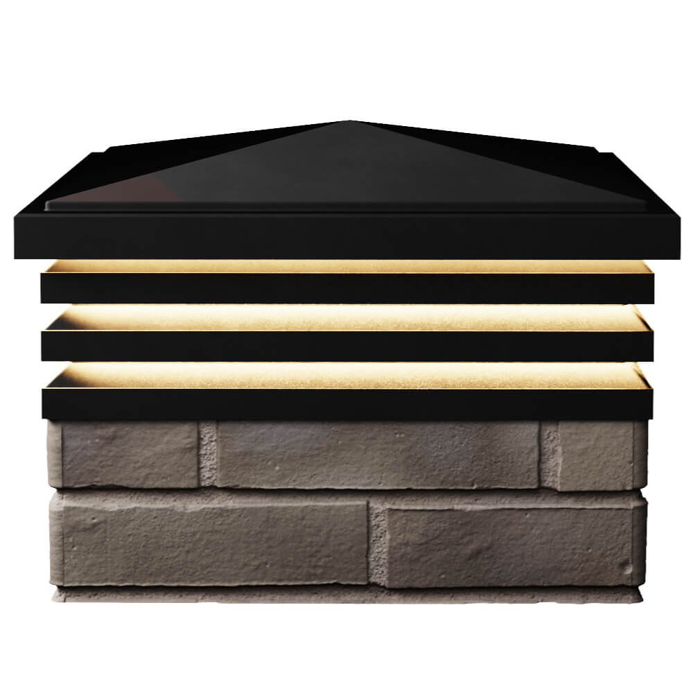 Колпак Zking Бона ХайТек Черный на столб 1.5х1.5 кирпича (385х385мм) с подсветкой в Новочебоксарске фото