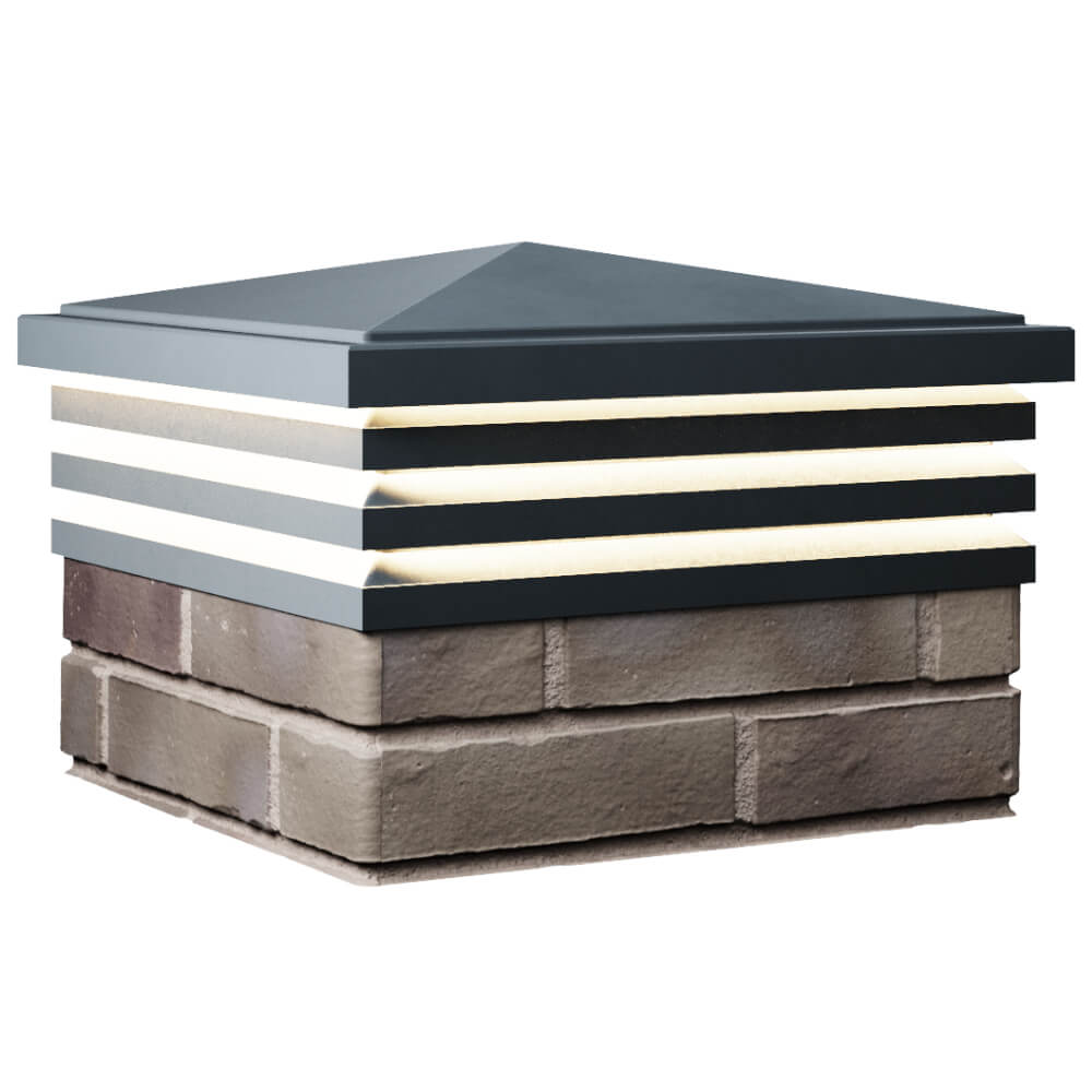 Колпак Zking Бона ХайТек Серый на столб 1.5х1.5 кирпича (385х385мм) с подсветкой в Новочебоксарске фото