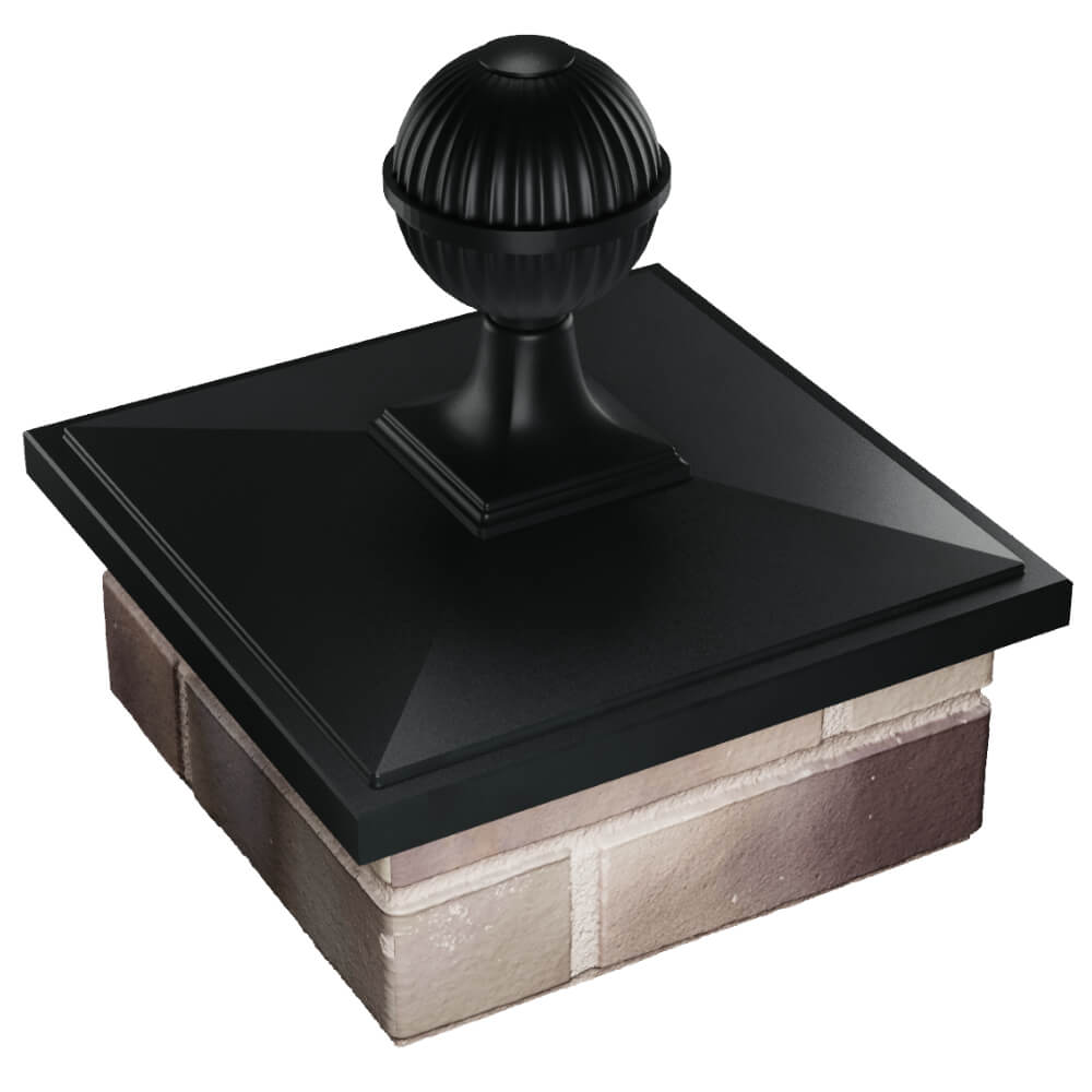 Колпак Zking БонаМоно Черный с шаром на столб 1.5х1.5 кирпича (385х385, 400х400мм) в сборе в Новочебоксарске фото