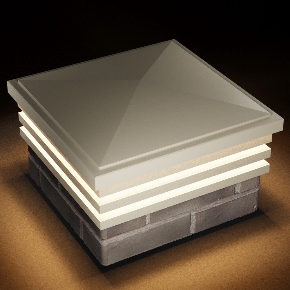 Колпак Zking Бона ХайТек Бежевый на столб 1.5х1.5 кирпича (385х385мм) с подсветкой в Новочебоксарске фото