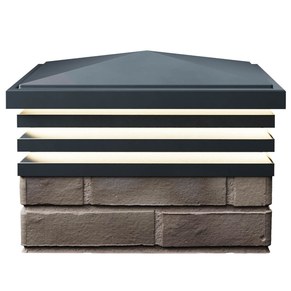 Колпак Zking Бона ХайТек Серый на столб 1.5х1.5 кирпича (385х385мм) с подсветкой в Новочебоксарске фото