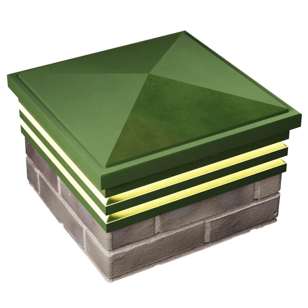 Колпак Zking Бона ХайТек Зеленый на столб 1.5х1.5 кирпича (385х385мм) с подсветкой в Новочебоксарске фото