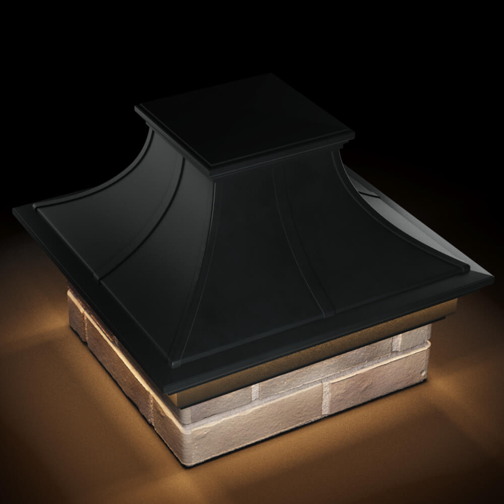 Колпак Zking Монблан Премиум Черный на столб 1.5х1.5 кирпича (385х385мм) с подсветкой в Новочебоксарске фото