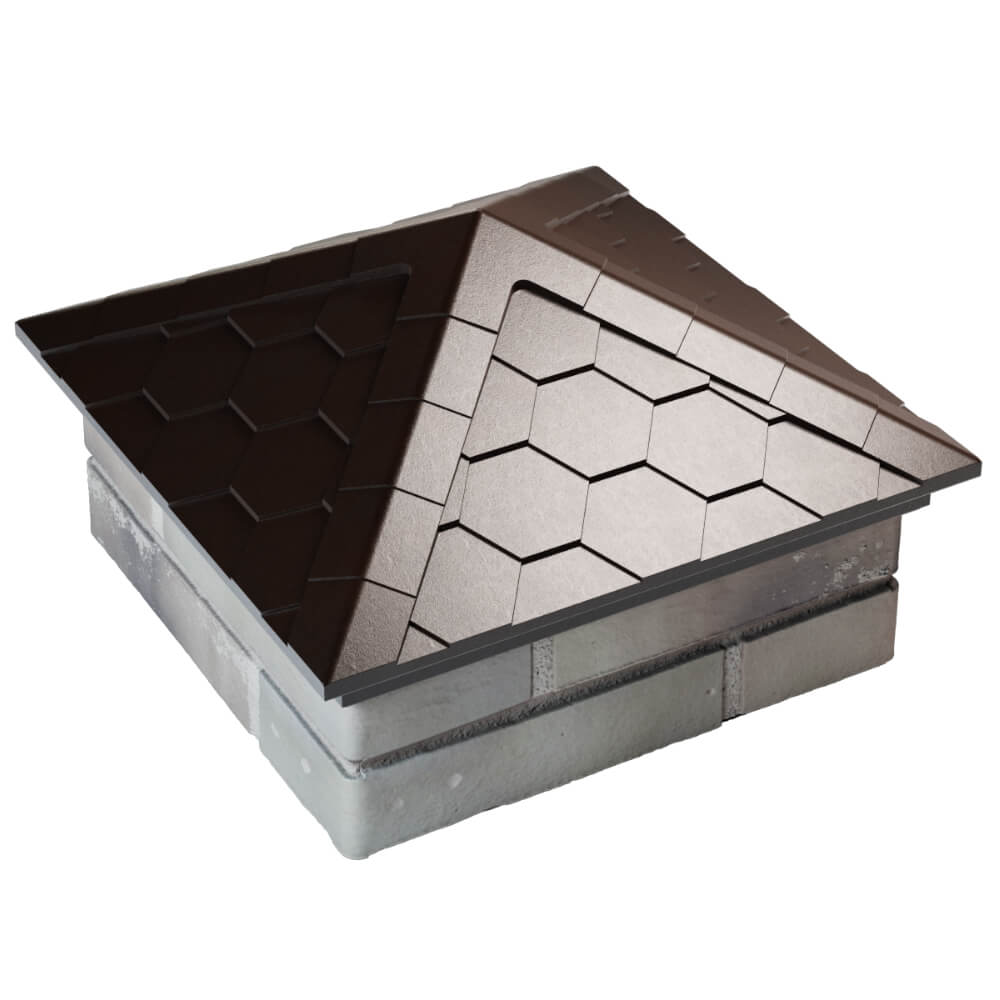 Колпак Zking Эверест Коричневый на столб 1.5х1.5 кирпича (390х390мм) в Новочебоксарске фото