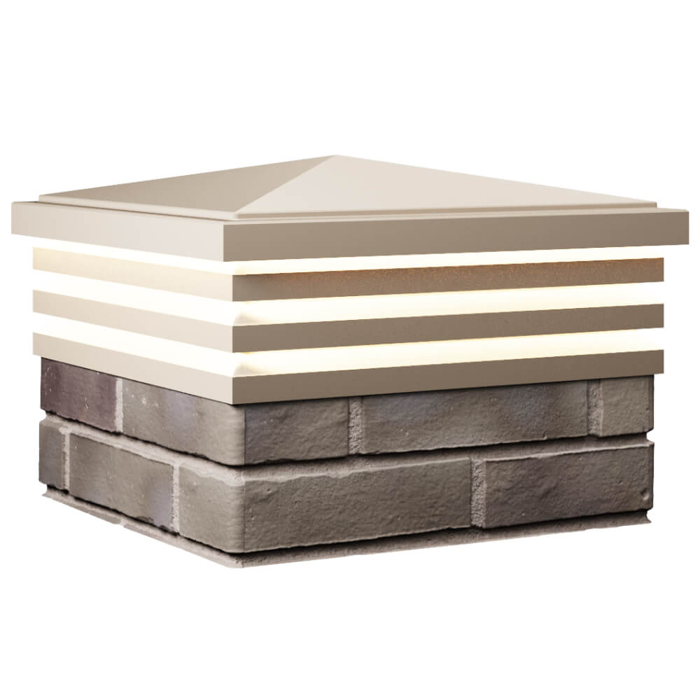 Колпак Zking Бона ХайТек Бежевый на столб 1.5х1.5 кирпича (385х385мм) с подсветкой в Новочебоксарске фото