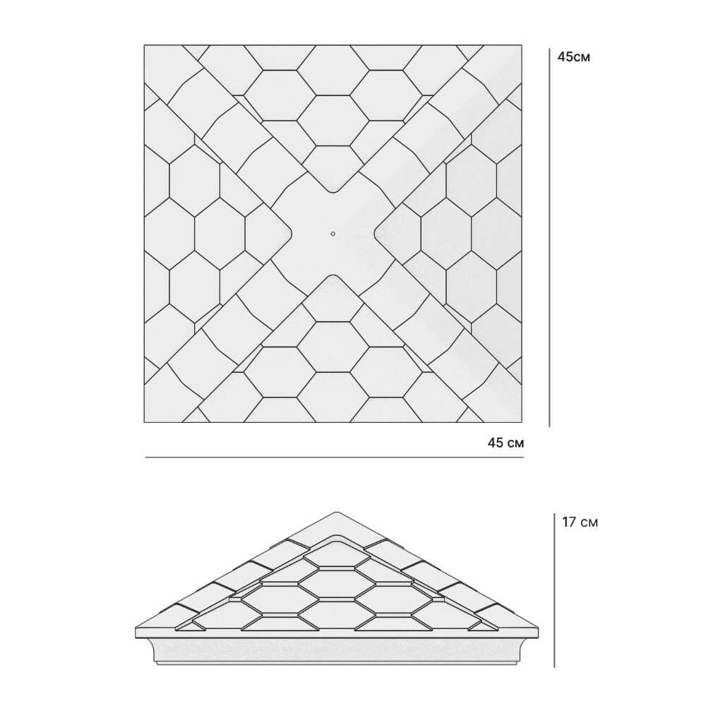 Колпак Zking Эверест Серый на столб 1.5х1.5 кирпича (390х390мм) в Новочебоксарске фото