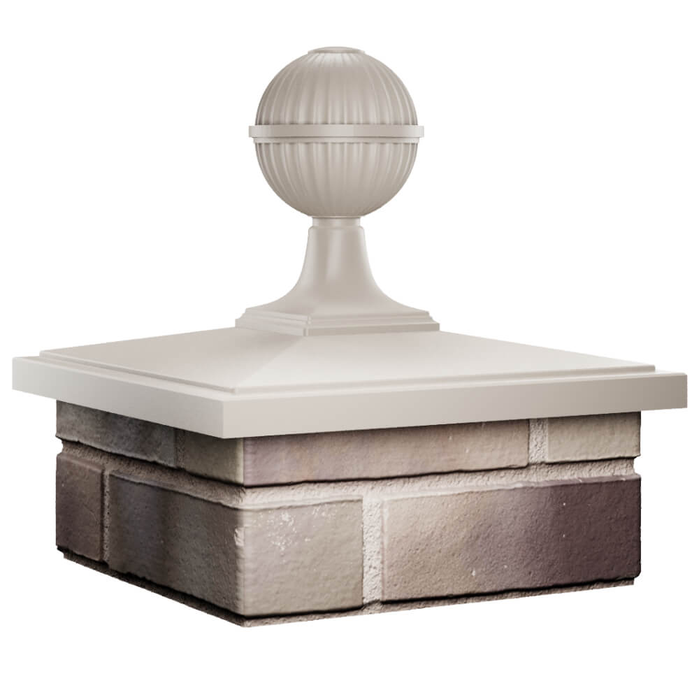 Колпак Zking БонаМоно Бежевый с шаром на столб 1.5х1.5 кирпича (385х385, 400х400мм) в сборе в Новочебоксарске фото