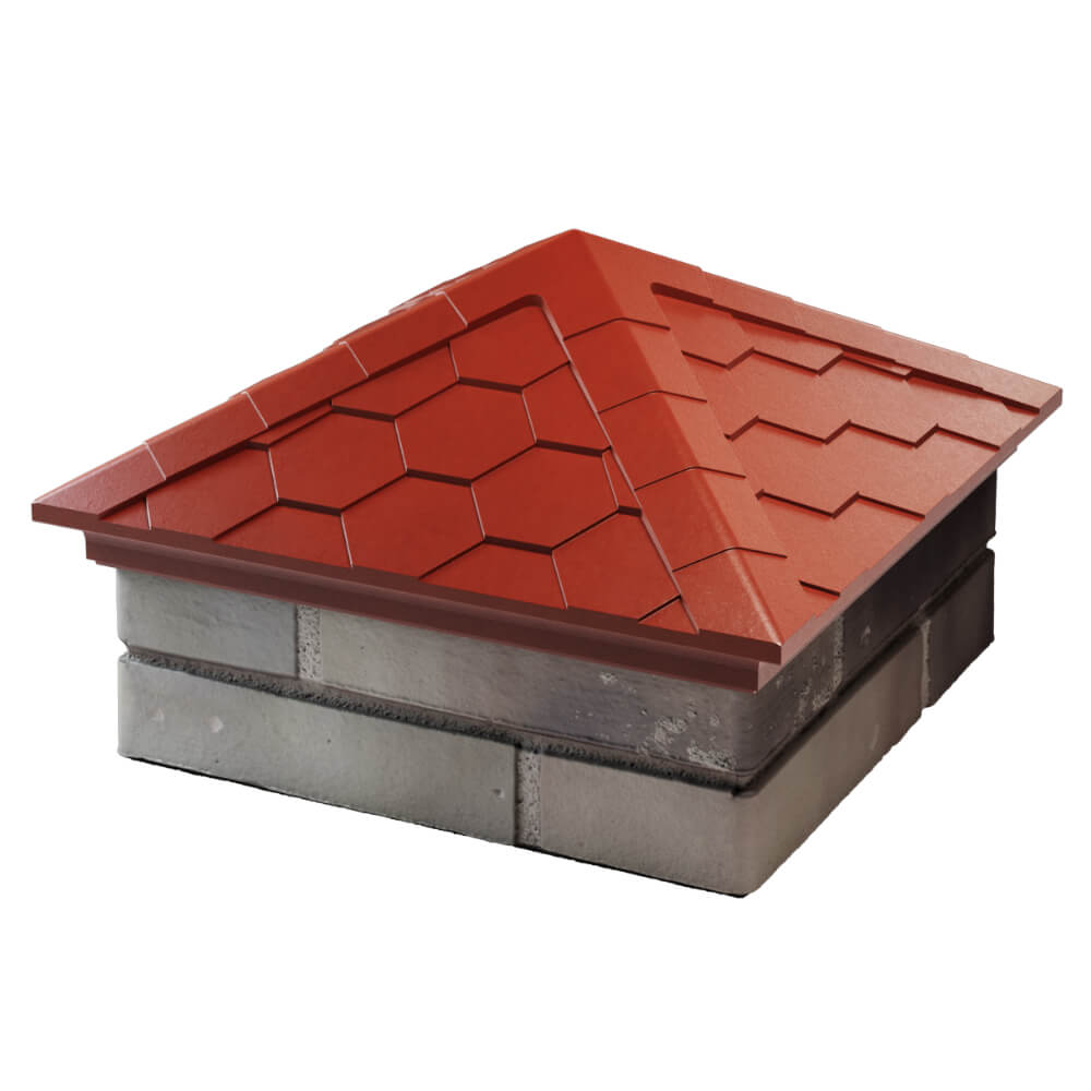 Колпак Zking Эверест Красный на столб 1.5х1.5 кирпича (390х390мм) в Новочебоксарске фото