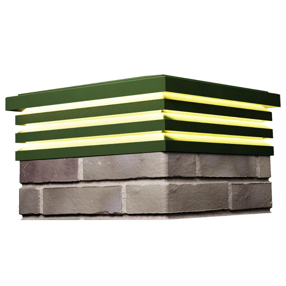 Колпак Zking Бона ХайТек Зеленый на столб 1.5х1.5 кирпича (385х385мм) с подсветкой в Новочебоксарске фото