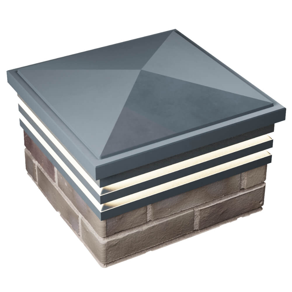 Колпак Zking Бона ХайТек Серый на столб 1.5х1.5 кирпича (385х385мм) с подсветкой в Новочебоксарске фото