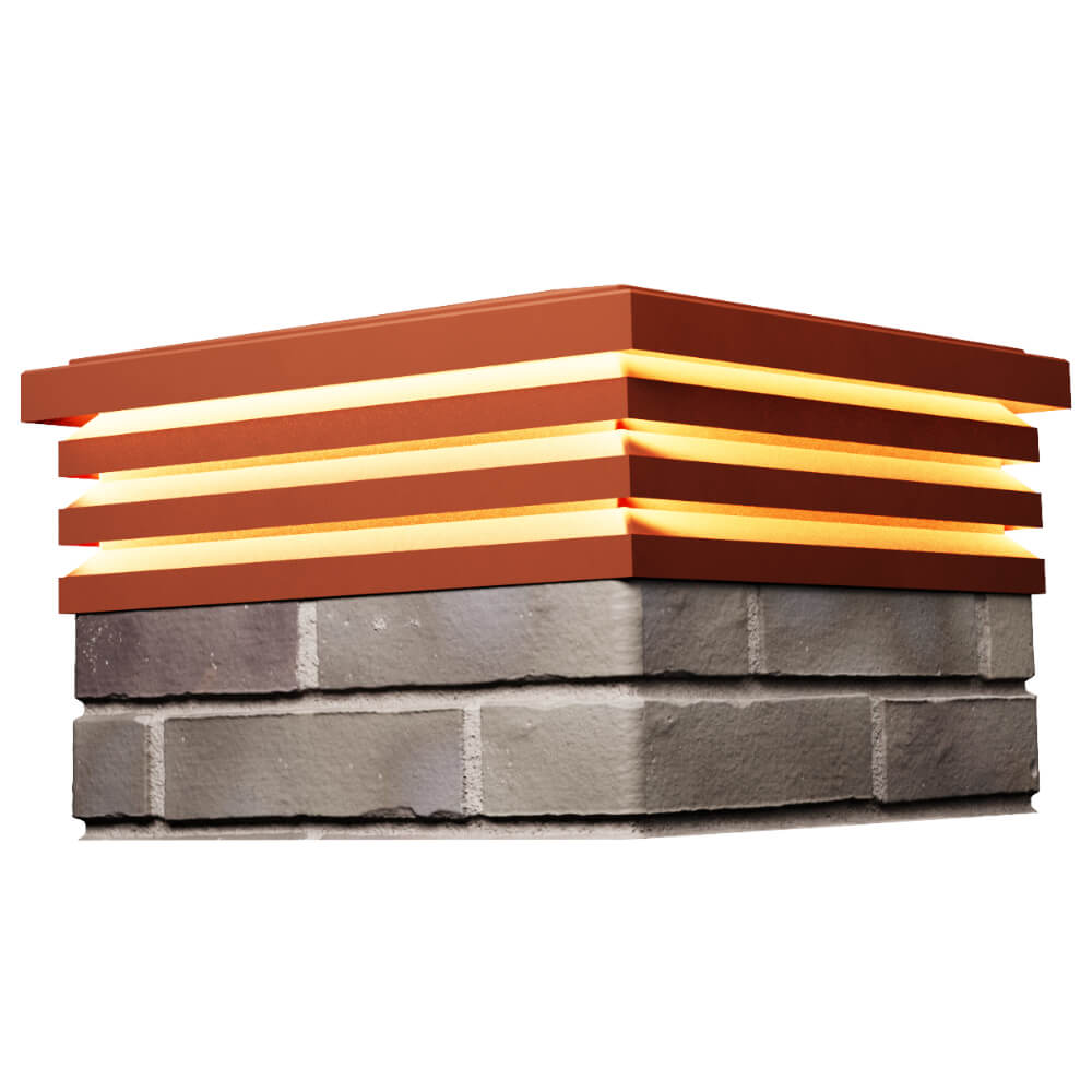 Колпак Zking Бона ХайТек Красный на столб 1.5х1.5 кирпича (385х385мм) с подсветкой в Новочебоксарске фото