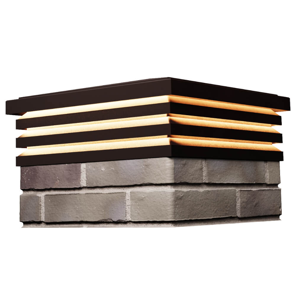 Колпак Zking Бона ХайТек Коричневый на столб 1.5х1.5 кирпича (385х385мм) с подсветкой в Новочебоксарске фото