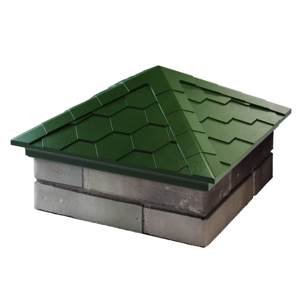 Колпак Zking Эверест Зеленый на столб 1.5х1.5 кирпича (390х390мм) в Новочебоксарске фото