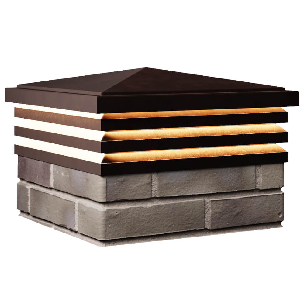 Колпак Zking Бона ХайТек Коричневый на столб 1.5х1.5 кирпича (385х385мм) с подсветкой в Новочебоксарске фото