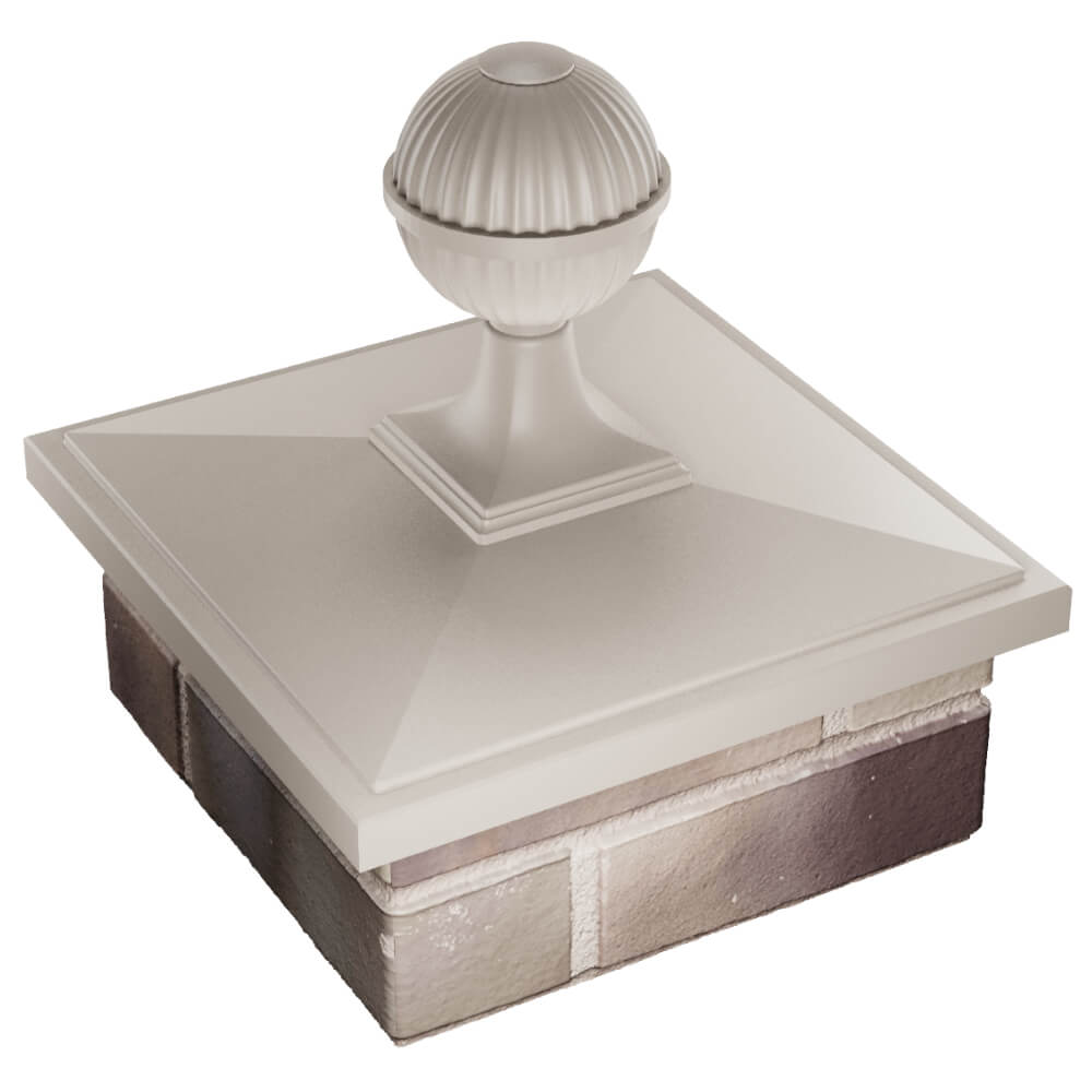 Колпак Zking БонаМоно Бежевый с шаром на столб 1.5х1.5 кирпича (385х385, 400х400мм) в сборе в Новочебоксарске фото