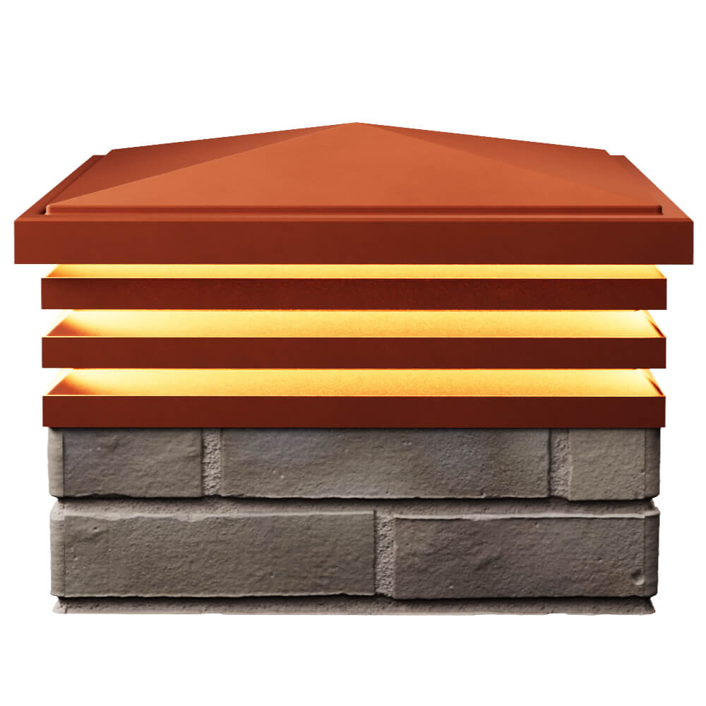 Колпак Zking Бона ХайТек Красный на столб 1.5х1.5 кирпича (385х385мм) с подсветкой в Новочебоксарске фото