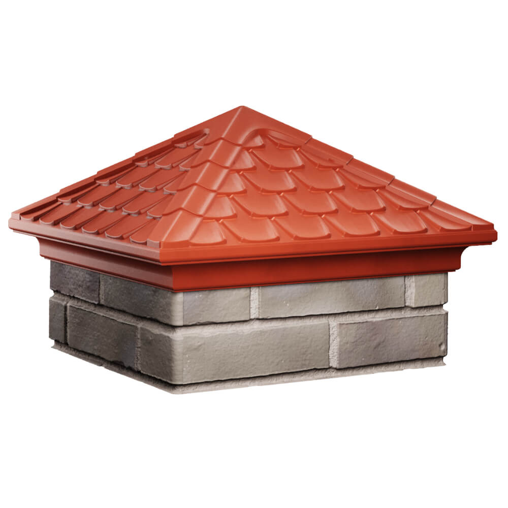 Колпак Zking Эльбрус Красный на столб 1.5х1.5 кирпича (385х385мм) в Новочебоксарске фото