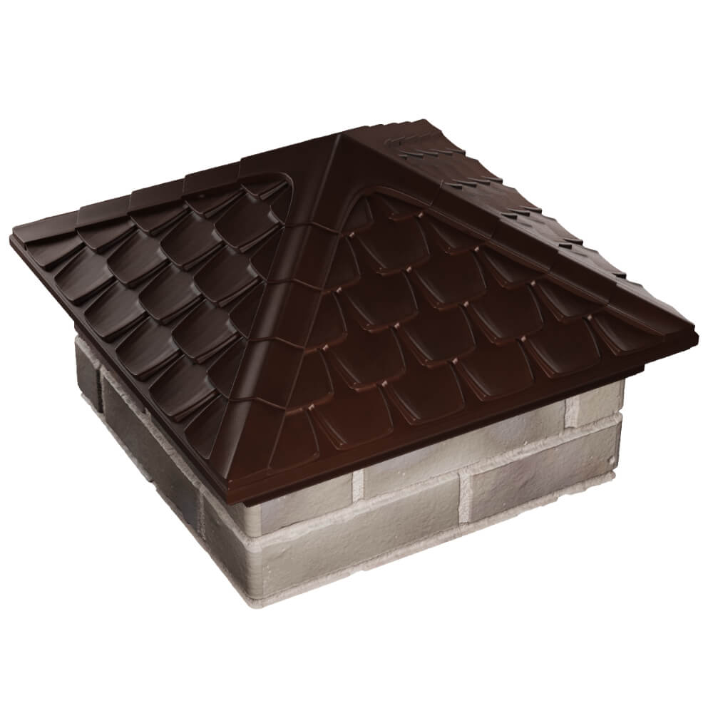 Колпак Zking Эльбрус Коричневый на столб 1.5х1.5 кирпича (385х385мм) в Новочебоксарске фото