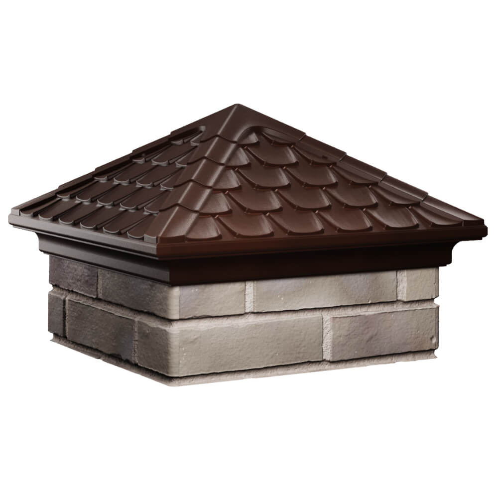 Колпак Zking Эльбрус Коричневый на столб 1.5х1.5 кирпича (385х385мм) в Новочебоксарске фото