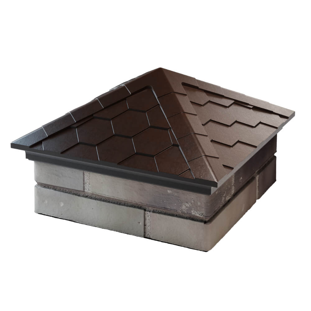 Колпак Zking Эверест Коричневый на столб 1.5х1.5 кирпича (390х390мм) в Новочебоксарске фото