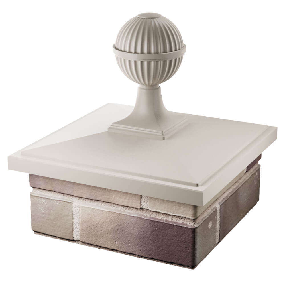 Колпак Zking БонаМоно Бежевый с шаром на столб 1.5х1.5 кирпича (385х385, 400х400мм) в сборе в Новочебоксарске фото